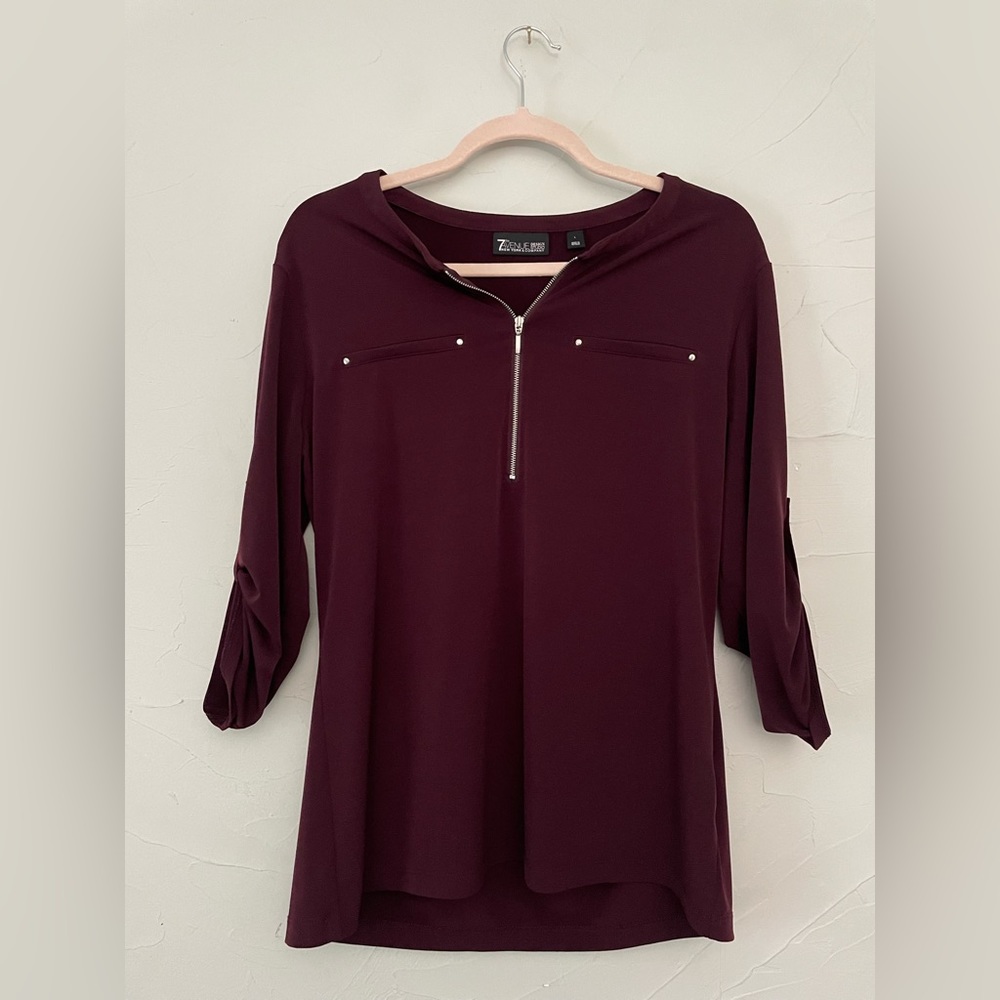 Quarter-zip Blouse in Purple